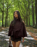 Marianne High-Neck Belted Cape Jacket