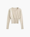 Alice Cardigan Sweater with Round Neck