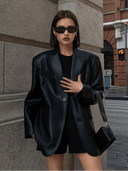 Charice Oversized Vegan Leather Blazer