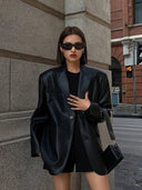 Charice Oversized Vegan Leather Blazer