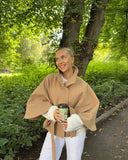 Marianne High-Neck Belted Cape Jacket