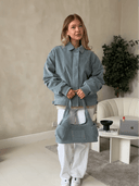 Serrah Babyblue Suede Bomber Jacket
